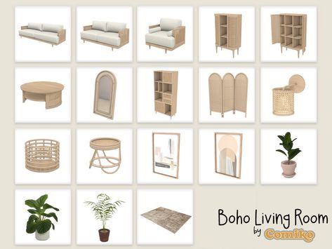 The Sims Resource - Boho Living Room Part 2 Sims 4 Cc Bohemian Furniture, Sims Resource Decor, Sims Resource Cc Furniture, Sims 4 Boho Apartment, Boho Sims 4 Cc Furniture, Sims 4 Cc Boho Decor, Sims Resource Furniture, Ts4 Living Room Cc, Decoration Cc Sims 4