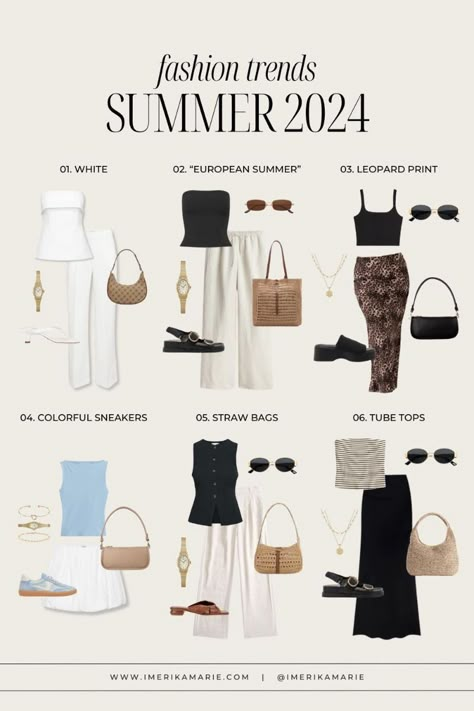 Summer Fashion Trends + How to Style Them Trending Summer Fashion, Outfit Trends 2024 Summer, European Fashion Summer 2024, European Summer Capsule Wardrobe 2024, Europe Outfits Summer 2024, 2024 Trend Outfit, Trending Summer Outfits 2024 Women, Summer 24 Fashion Trends, Summer Fashion Inspo 2024