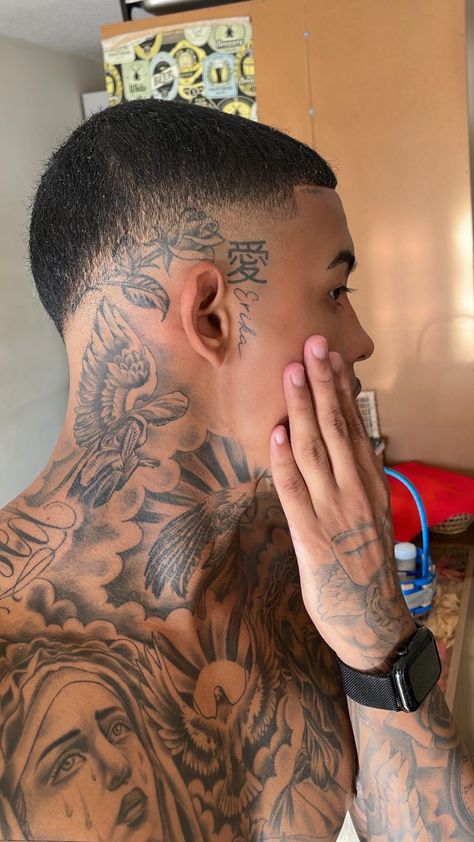 Face Tatoos Woman, Men S Neck Tattoo, Neck Sleeve Tattoo, Back Neck Tattoo Men, Neck Tattoos Men, Tattoo Neck Men, Mens Neck Tattoos, Men Neck Tattoo, Back Of Neck Tattoo Men