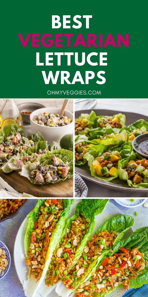 Healthy Lettuce Wraps, Romaine Lettuce Wraps, Wraps Recipes Vegetarian, Veggie Lettuce Wraps, Veg Wraps, Tofu Lettuce Wraps, Vegan Lettuce Wraps, Vegetarian Lettuce Wraps, Vegetarian Wraps