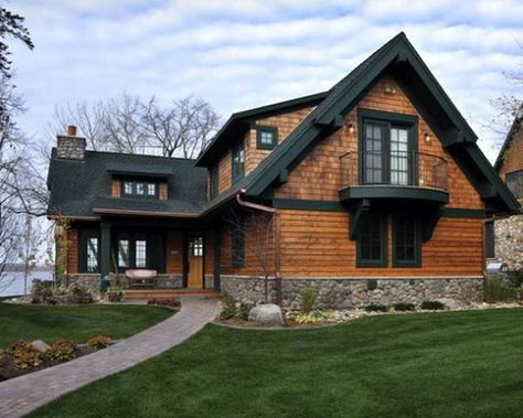 We Do Love Rustic Houses (30 Photos) - Suburban Men Log Homes Exterior, Exterior House Colors With Stone, House Paint Color Combination, Cedar Shakes, Cabin Exterior, Cedar Siding, Casas Coloniales, Exterior Paint Colors For House, Country Homes