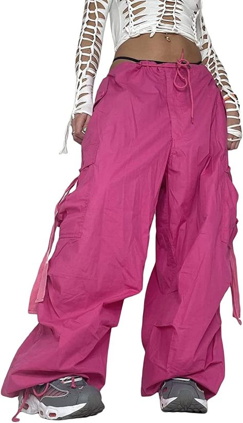 Ribbon Pants, 80's Aesthetic, Celana Kargo, 90's Aesthetic, Pink Cargo Pants, Hip Hop Trousers, Y2k Cargo Pants, Baggy Cargo Pants, Wide Leg Sweatpants