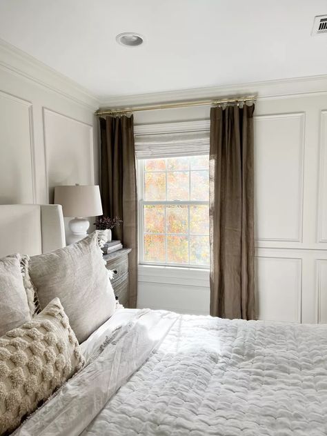 Picture Frame Molding Bedroom, Mcgee And Co Rug, Bedroom Picture Frames, Picture Molding, White Molding, Frame Molding, Picture Frame Molding, Fall Bedroom, Bedroom Pictures