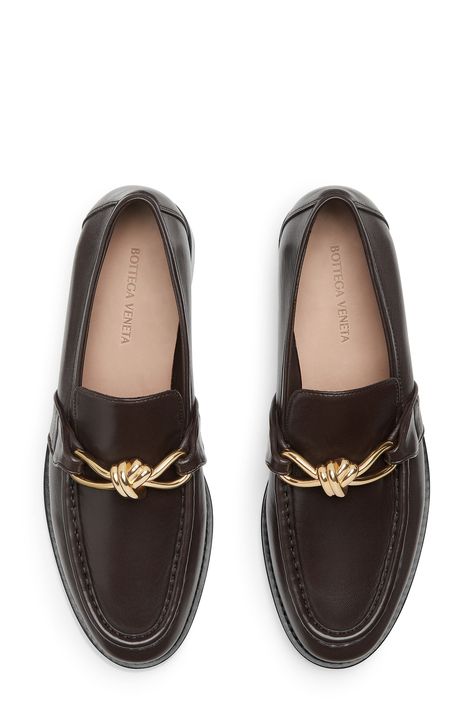 The label's signature knot hardware serves as the shining bit on an elevated loafer crafted from supple napa leather with a raised apron toe. Leather upper, lining and sole Made in Italy Designer Shoes