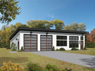 Carriage House Plan, 062G-0429 Garage And Office Combo, Massive Kitchen, Garage Plans Detached, Large Garage, Carriage House Plans, Rv Garage, Bedroom Contemporary, Modern Garage, Oversized Windows