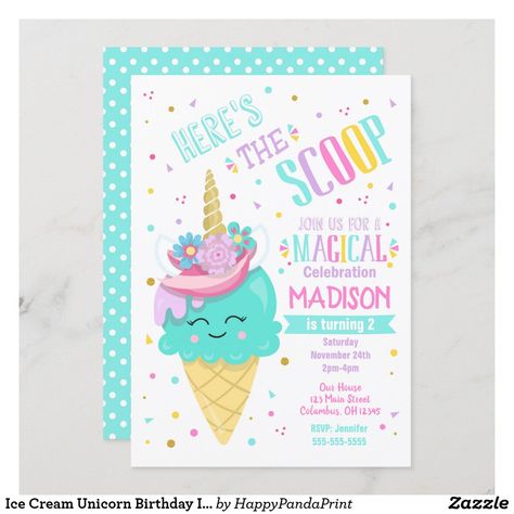 Ice Cream Unicorn Birthday Invitation Magical Ice Cream Birthday Party Invitations, Ice Cream Party Invitations, Ice Cream Invitation, Unicorn Ice Cream, Unicorn Birthday Invitation, Ice Cream Birthday Party, Ice Cream Theme, Here's The Scoop, Unicorn Birthday Invitations