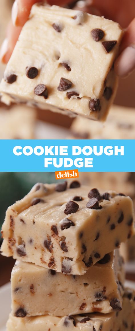 Cookie dough lovers: this fudge is going to give you the ultimate high. Get the recipe at Delish.com. Cookie Dough Fudge Recipe, Holiday Baking Ideas, Chocolate Chip Cookie Dough Fudge, Cookie Dough Vegan, Eating Cookie, Cookie Dough Fudge, Holiday Baking Recipes, Fudge Recipe, Fudge Brownies