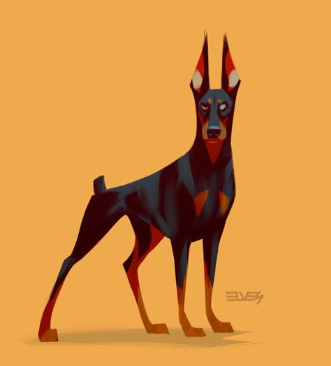 Year Of The Dog, Animal Illustration Art, Canine Art, Game Character Design, Dog Illustration, Art Block, Art Inspiration Drawing, Funky Art, Doberman