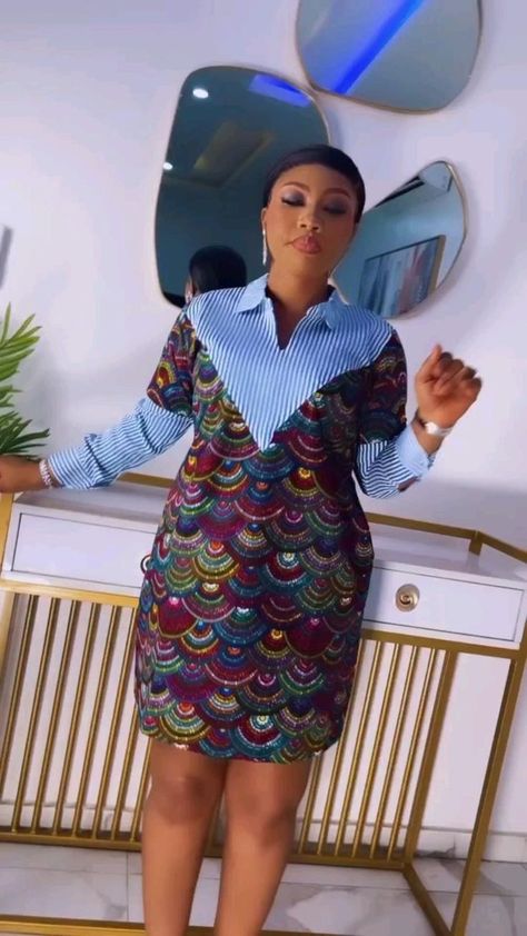 Ankara Shirt, Ankara Short, Classy Short Dresses, Ankara Short Gown Styles, African Fabric Dress, African Print Dress Ankara, Short African Dresses, African Fashion Skirts, Short Dress Styles