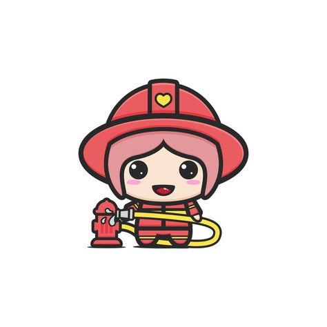 Caricatura lindo bombero Vector Premium | Premium Vector #Freepik #vector #chica #personaje #dibujos-animados #ilustracion Avatar Maker, Mug Template, Gacha Club, Premium Vector, Avatar, Mario, Mario Characters, Stamp, Beads