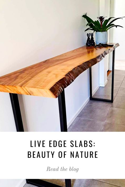 Live Edge Buffet Table, Live Edge Sideboard, Live Edge Hall Table, Sideboard Diy, Live Edge Wood Furniture, Live Edge Shelves, Woodsy Decor, Live Edge Slabs, Craft Table Diy