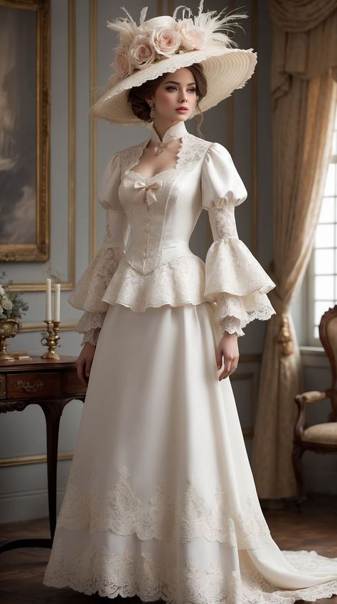 Victorian Inspired Dress, 19th Century Gown, Wedding Dresses Vintage Princess, Victorian Style Wedding, Retro Wedding Dresses, Victorian Gown, Vintage Style Wedding Dresses, Dress Guide, Victorian Clothing