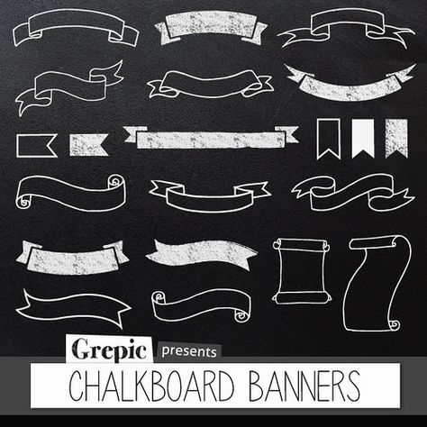 Chalkboard banners clipart: Digital clipart "CHALKBOARD BANNERS" pack with chalkboard banners, chalkboard ribbons and chalkboard labels Wedding Message, Alfabet Font, Chalkboard Fonts, Banner Clip Art, Chalkboard Banner, Wedding Chalkboard Signs, Chalkboard Lettering, Chalk Lettering, Chalkboard Designs