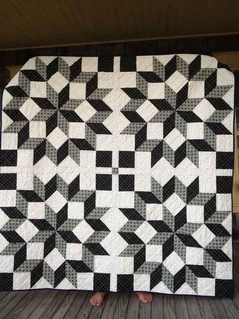 Black And White Quilt, Coastal Quilts, Two Color Quilts, Black And White Quilts, Folding Origami, Star Quilt Patterns, Star Quilts, White Quilt, Barn Quilts