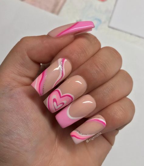 Fitness Barbie, Pink Nails Acrylic, 90s Nails, Pink 90s, Neon Nail Designs, Pink Coffin, Cute Pink Nails, Pastel Nails Designs, Custom Press On Nails