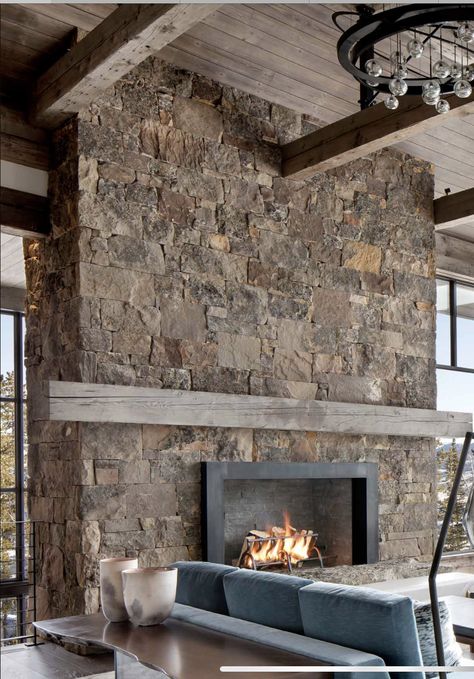 Fireplace Mortar, Rock Veneer, Veneer Fireplace, Rustic Stone Fireplace, Stone Veneer Fireplace, River Rock Fireplaces, Stone Veneer Panels, Natural Stone Fireplaces, Beach House Interior Design