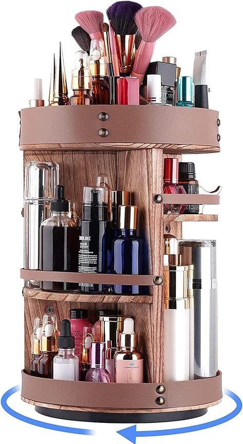 Makeup Organizer Diy, Rotating Makeup Organizer, Torch Wood, Makeup Brushes Guide, Organizer Diy, Makeup Organization Diy, Jewelry Organizers, Storage Display, Bottle Storage