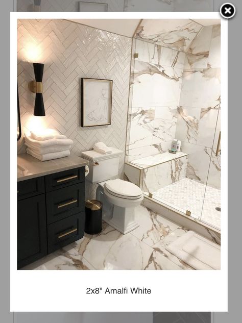 76 Inch Bathroom Vanity, Gold Calcutta Marble Bathroom, Alaria Polished Porcelain Marble Tile, Greece Inspired Home Decor, Calacatta Bathroom Ideas, Tan Marble Bathroom, Calacatta Gold Bathroom, Victoria Bathroom, Gold Tiles Bathroom