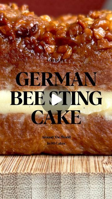 Rubes on Instagram: "🌍🍰 Around The World In 80 Cakes - German Bienenstich aka Bee Sting Cake 🍰🌍⁣⁣ ⁣⁣ ⚠️ Before ANYONE gets their knickers in a twist, small DISCLAIMER: this is most definitely my own personal take on the cake. Not traditional, not authentic but it is INSPIRED by the german classic ⚠️⁣⁣ ⁣⁣ Why? Well because this was my third bloody attempt at trying to get it just right and I couldn’t bear to try out another recipe online which may or may not have been good. It was a real goldilocks sorta situation: the first time was too dry, the second time was too soggy and flat and this one? Well this one came out just right 🥰⁣⁣ ⁣⁣ The thing I love about this series is how I am learning so much about something I thought I already knew lots about. I’m learning new techniques, new typ German Bee Sting Cake, Bee Sting Cake, I Am Learning, Bee Sting, Honey Recipes, Online Food, Healthy Snacks, Cake Recipes, Around The Worlds