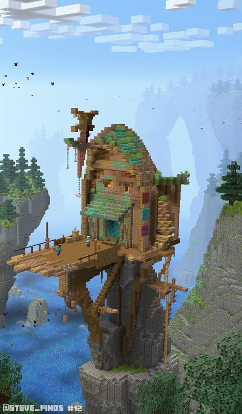 Minecraft Floating, Bridges Minecraft, Minecraft Shipwreck House, Minecraft Mountain Staircase, Minecraft Pirate Cove Ideas, Minecraft Floating Castle, Minecraft Cliff, Minecraft Ocean Builds, Minecraft Airship