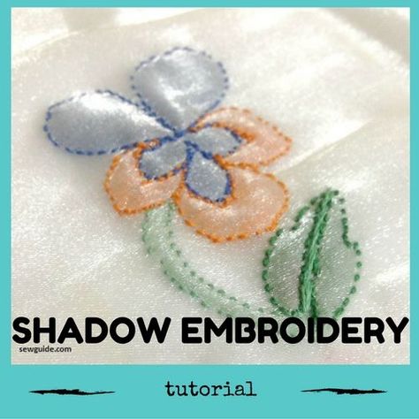 Shadow Applique, Handkerchief Diy, Sewing Stitches By Hand, Shadow Embroidery, Handkerchief Embroidery, Handmade Handkerchiefs, Applique Tutorial, Embroidered Handkerchief, Herringbone Stitch