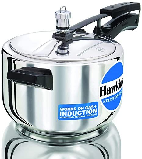 Hawkins B45 Pressure cooker, 4 Litre, Silver Stainless Steel Pressure Cooker, Stovetop Pressure Cooker, Safety Valve, Pressure Cookers, Induction Cooktop, Small Kitchen Appliances, Small Appliances, Pressure Cooker, Frying