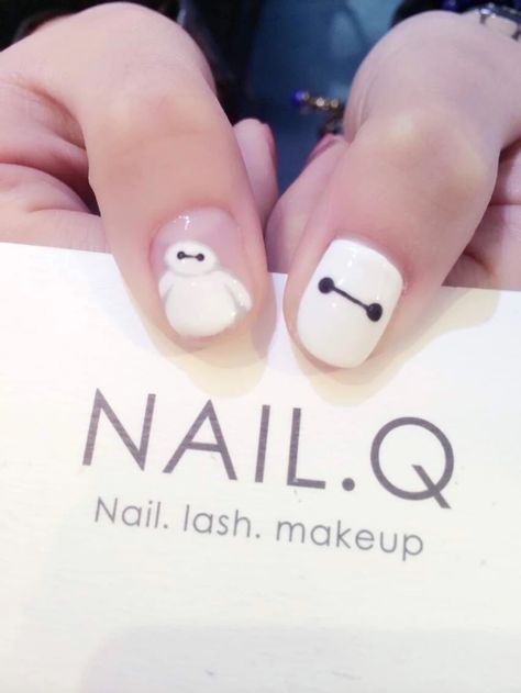 Nails Painted, Nail Art Disney, Nails For Kids, Disney Nails, Nails Desing, Baymax, Cute Nail Art, Hero 6, Big Hero 6