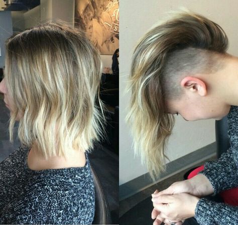 mohawk/lob with ombre color Undercut Hairstyles Women, Undercut Long Hair, Half Shaved Hair, Shaved Side Hairstyles, Short Hair Undercut, Punk Hair, Penteado Cabelo Curto, Undercut Hairstyles, Shaved Hair