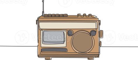 Single continuous line drawing of retro old fashioned analog radio tape. Classic vintage audio technology concept. Music player one line draw design illustration graphic Player One, Continuous Line Drawing, Illustration Graphic, Continuous Line, Music Player, Music Players, Classic Vintage, Line Drawing, Design Illustration