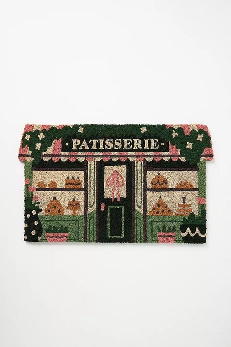 Patisserie Coir Printed Doormat | AnthroLiving Cute Welcome Mat, Kate Spade Home, Rug Illustration, Christmas Doormats, Doormat Ideas, Door Mat Outdoor, Door Mat Diy, Dopamine Decor, Anthropologie Home