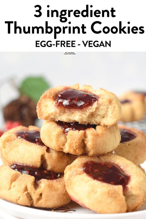 Egg Free Christmas Cookies, Easiest Christmas Cookies, Vegan Thumbprint Cookies, Gluten Free Thumbprint Cookies, Christmas Shortbread Cookies, Peanut Butter Thumbprint Cookies, Vegan Simple, Easy Vegan Cookies, Vegan Shortbread