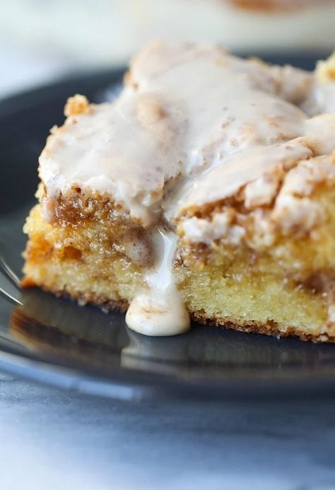 Easy Cinnamon Roll Cake | A Quick and Delicious Cake Recipe Cinnamon Bun Cake, Double Recipe, Bun Cake, Stick Butter, Cinnamon Cake, Cinnamon Roll Cake, Cinnamon Bun, Delicious Cake Recipes, Easy Cinnamon