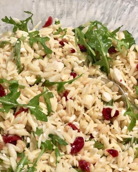 Orzo Salad with Cranberries, Feta - Kathy Miller Time Orzo Feta Salad, Salad Cranberries, Spinach Feta Salad, Spinach Orzo Salad, Orzo Spinach, Lemon Orzo Salad, Orzo Dishes, Salad With Cranberries, Feta Pasta Salad