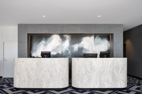 Thermoformed Reception Pods | Corian Small White Reception Desk, Illuminated Reception Desk, Spa Reception Desk, Black Reception Desk, Spa Reception Area, Office Reception Counters, Wooden Reception Desk, Modern Office Reception, White Reception Desk