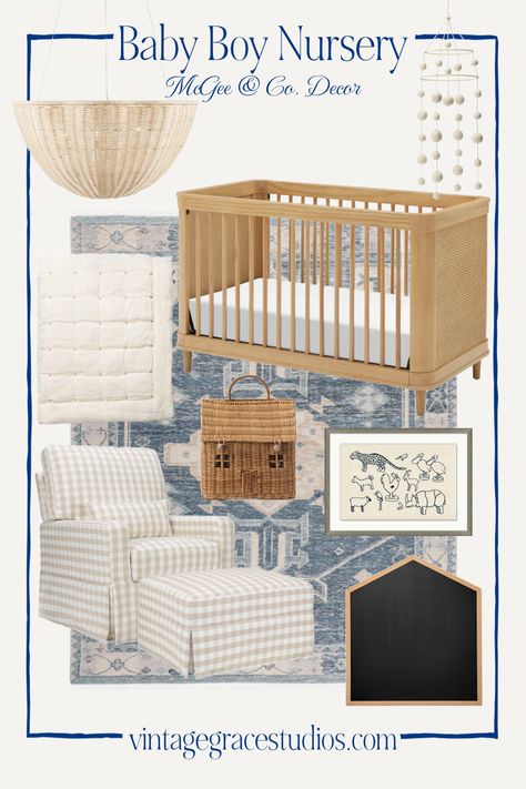 Cutest baby boy nursery ideas using McGee & Co. furniture and decor. Perfect pieces to grow with your baby as he grows into a toddler and beyond. Blue And Tan Nursery, Boy Nursery Ideas Blue, Baby Boy Animal Nursery, Boy Neutral Nursery, Baby Boy Nursery Ideas, Boy Nursery Design, Boy Nursery Ideas, Navy Nursery Boy, Kids Bedroom Ideas