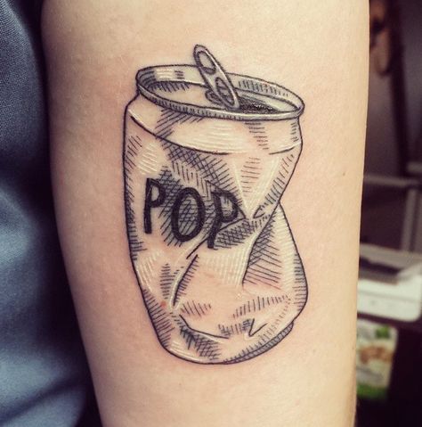 Shannon perry Crushed Soda Can, Can Tattoo, Medium Size Tattoos, Ink Sketch, Tattoo Tattoo, Soda Can, Black Tattoos, Future Tattoos, I Tattoo