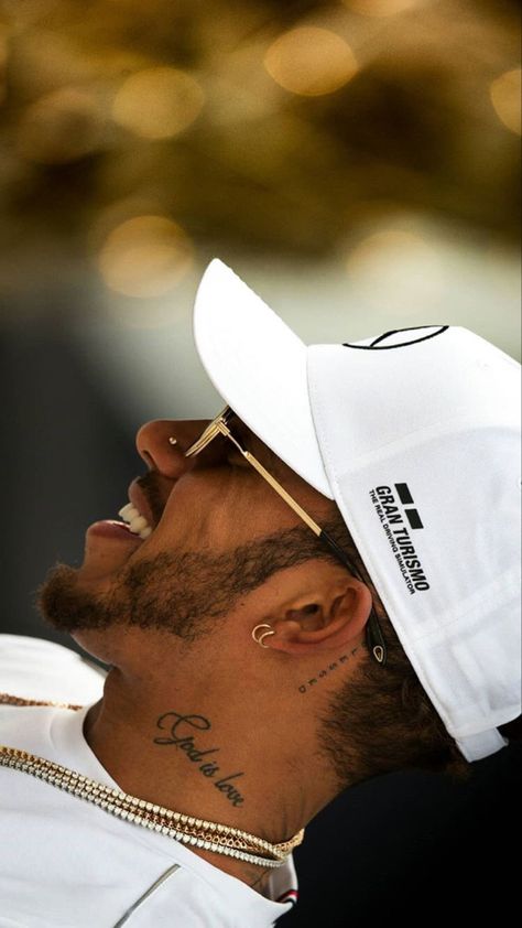 God Is Love Tattoo, Formula 1 Tattoo Ideas, Neymar Tattoo, Hamilton Lewis, Small Neck Tattoos, Side Neck Tattoo, Lewis Hamilton Formula 1, F1 Lewis Hamilton, Neck Tattoo For Guys