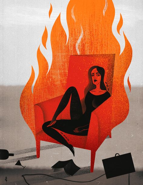 Illustrations by Agata Dudek A Drawing, On Fire, A Woman, Illustrations, Red