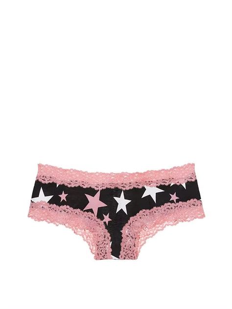 Black Stars, Cute Bras, Black Star, Pink Lace, Victoria Secret, Secret Pink, Victoria Secret Pink, Lace Trim, Hello Kitty