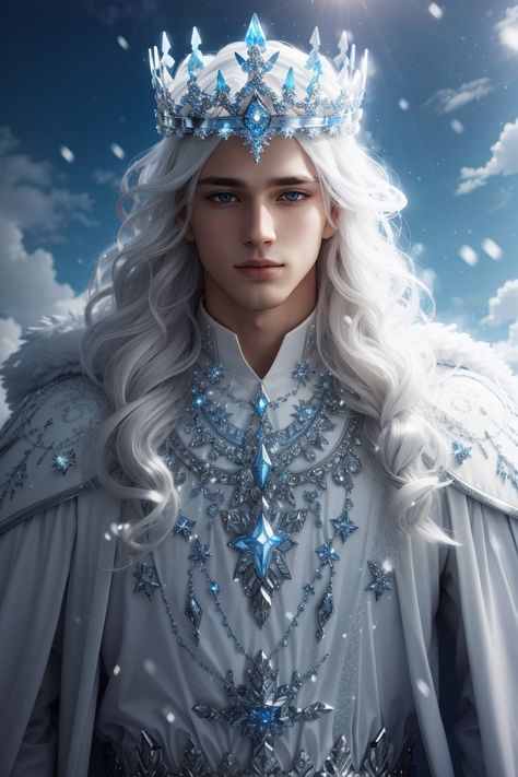 Long White Hair, Fantasy Couples, Fantasy City, Fantasy Story, Fantasy Male, Ice Queen, Angel Art, Beautiful Fantasy Art, Male Art