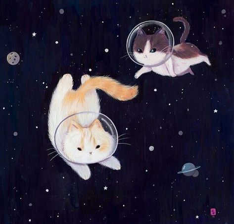 Space cats Space Animals, Arte 8 Bits, 강아지 그림, Space Cat, Cats Illustration, Cute Animal Drawings, Cat Illustration, Cat Drawing, 귀여운 동물