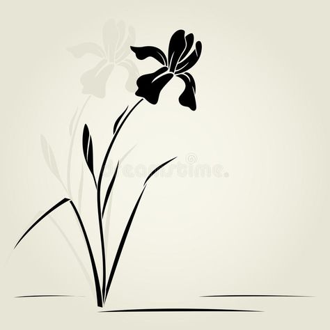 Vector iris flower. Vector illustration with iris for greeting card #Sponsored , #SPONSORED, #paid, #iris, #card, #greeting, #Vector Black Iris Flower, Iris Illustration, Zine Project, Off White Background, Flower Logo Design, Glass Painting Designs, Flower Vector, Iris Flower, Black Iris