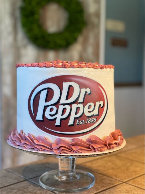 #redvelvet #redvelvetcake #drpepper #hospitalityisourheritage #thepeeryhouse #edibleimage Dr Pepper Cake Decoration, Dr. Pepper Cake, Dr Pepper Themed Cake, Dr Pepper Birthday Cake, Dr Pepper Cake Design, Dr Pepper Themed Party, Dr Pepper Birthday Party Ideas, Dr Pepper Cupcakes, Doctor Pepper