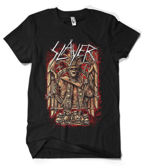 Slayer T-Shirt Merch official licensed music t-shirt. New States Apparel Unisex SoftStyle S, M, L, XL. Shop at Musico clothing online store. Free shipping USA, UK and worldwide. Slayer T Shirt, Metal Lords, Slayer Shirt, Metal T Shirts, Rock T Shirts, Band Shirts, Direct To Garment Printer, Online Clothing Stores, Band Tees