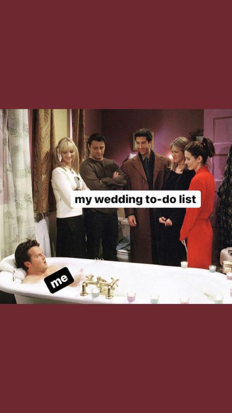 Friends TV Show meme about wedding planning Wedding Planning Memes, Wedding Meme, Wedding Dress Shapes, Wedding To Do List, Perfect Prom Dress, Wedding Prep, Luxury Wedding Dress, Friends Tv Show, Friends Tv