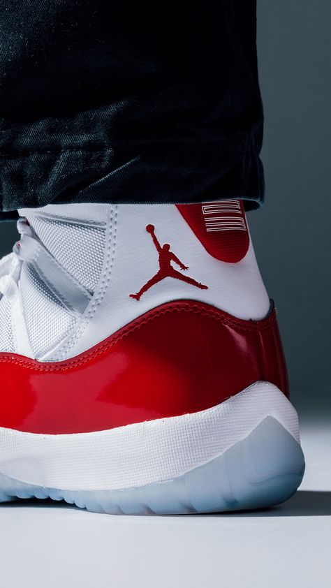 Patent Red Jordan 1, Jordans Red And White, Red Leather Sporty Jordan Shoes, Jordan 11 Red, Red Jordan Shoes For Streetwear, Air Jordan Red And White, Shoes Fashion Photography, Shiny Shoes, Jordan 1s