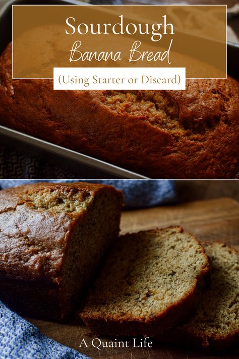 A moist, perfectly sweetened sourdough banana bread that you can make using active starter or discard. Einkorn Sourdough Starter, Sourdough Discard Banana Bread, Discard Banana Bread, Sourdough Einkorn, Sourdough Discard Banana, Sourdough Banana Bread Recipe, Sourdough Banana Bread, Einkorn Sourdough, Sourdough Banana