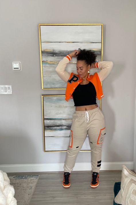 Orange is the new black Orange Jordans Outfit, Orange Jordans, Sporty Fall Outfits, Young Adult Fashion, Running Errands Outfit, Jordans Outfit, Casual Date Night Outfit, Errands Outfit, Plus Size Baddie Outfits