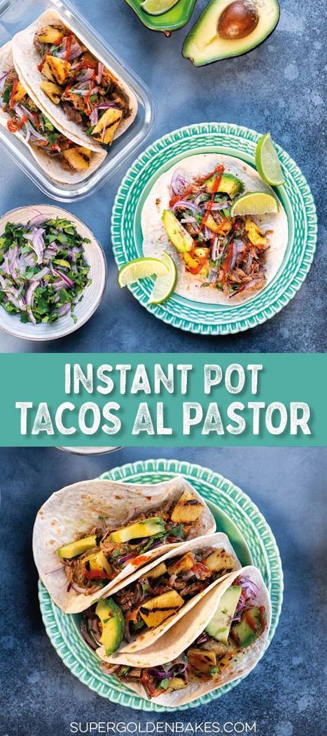 This instant pot tacos al pastor recipe is quick and easy to prepare and full of flavour. Find the recipe on supergoldenbakes.com #lamb #tacos #tacosalpastor #slowcooker #instantpot #supergoldenbakes Instant Pot Tacos, Hot Stuff The Little Devil, Lamb Tacos, Al Pastor Recipe, Tacos Al Pastor Recipe, Lamb Taco, Pork Crockpot Recipes, Tacos Al Pastor, Comic Cover