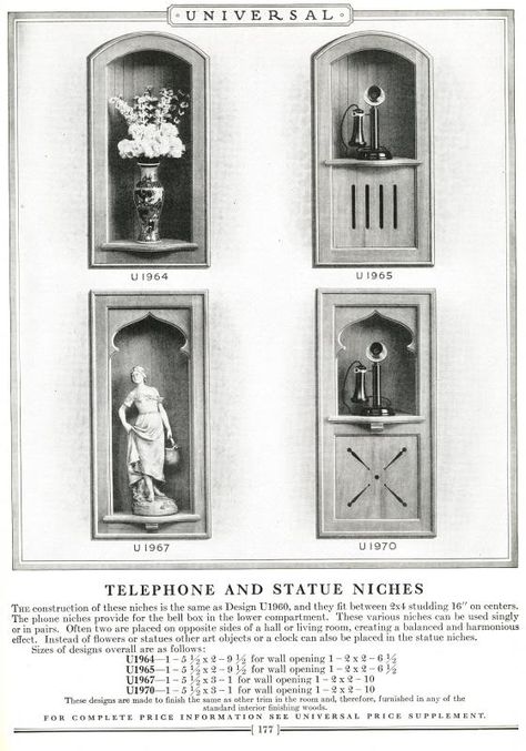 Tiny Niche Ideas, Vertical Niche Design, Phone Niche, Rustic Niche Ideas, Old Telephone Nook Built Ins, High Niche Decor Alcove, Wall Nook Ideas, Wall Nook, Primitive Houses